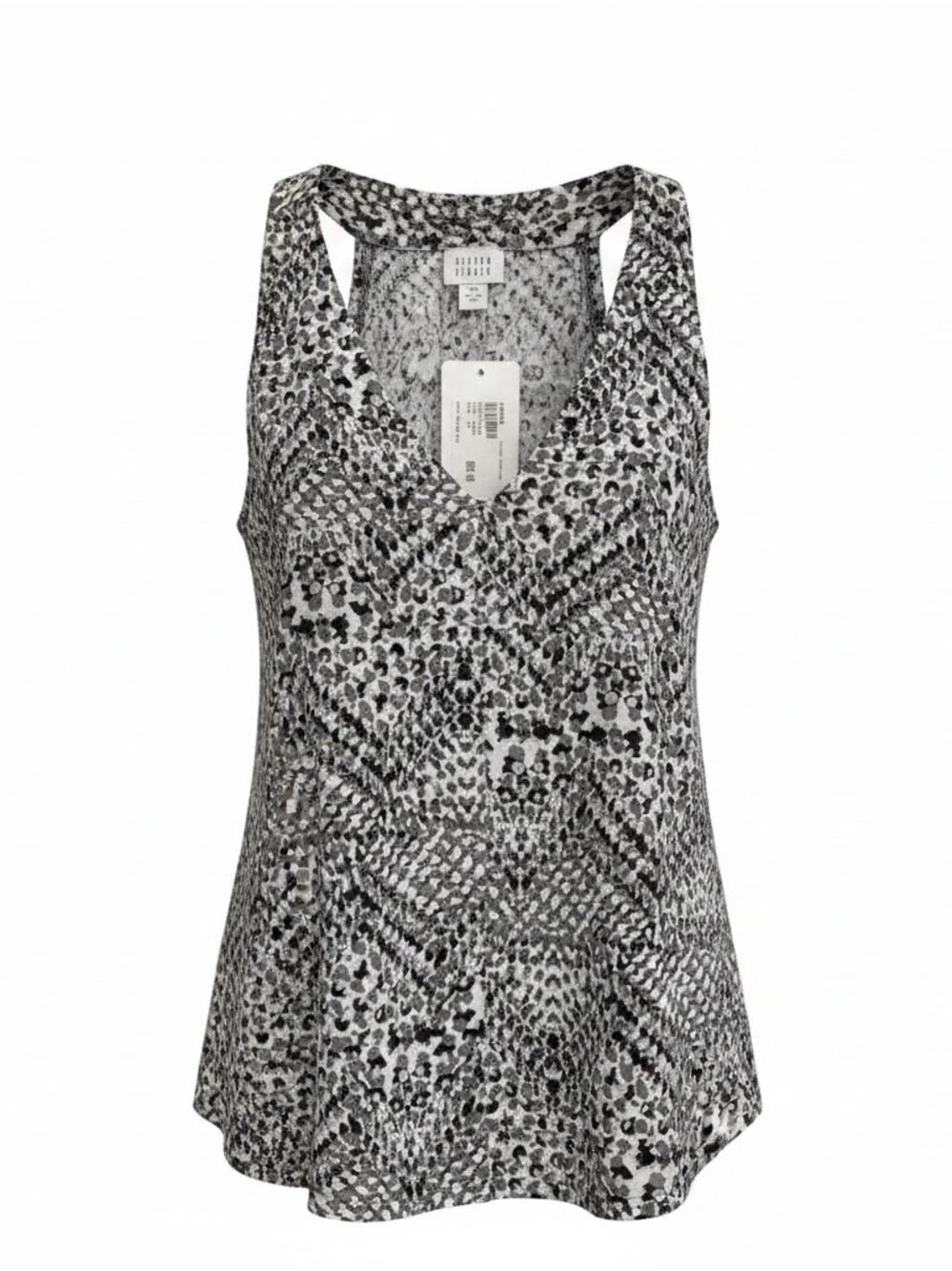 Evereve Black‎ & White Animal Print V-Neck Tank